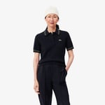 Lacoste Polo coton côtelé fabriqué en France Taille 34 Bleu Marine/blanc/jaune