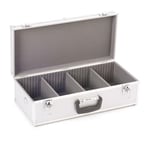 Perel Coffret pour 80 CD, verrouillage à clé, 2 clés, aluminium, 565 x 265 x 170 mm