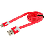 Cable pour IPHONE 11 Pro Max Noodle Chargeur Lighting Usb APPLE 1m - ROUGE