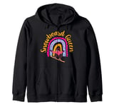 Snowboard Queen Boho Rainbow Winter Sports Snowboarding Girl Zip Hoodie