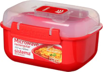 Sistema Rectangle Microwave Container 525ml BPA-Free Red Clear Food Storage