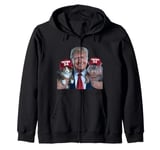 Trump 24 Hippo Moo Deng and Cat Back the Campaign Zip Hoodie