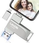 Cle Usb Pour Phone, Clé Usb 256 Go,Photo Stick,4 En 1 Clef Usb 3.0,Usb Stick Pour Ios/Smartphone/Pad/Pc(Mémoire Mobile,Sauvegarde Automatique Et Transfert Photos),Argent Clair[Q1534]