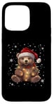 Coque pour iPhone 15 Pro Max Ours de Noël Lumières de Noël Père Noël Ours en peluche Noël