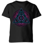 Harry Potter Deathly Hallows Neon Kids' T-Shirt - Black - 11-12 ans