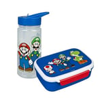 Scooli- Super Mario Ensemble boîte à goûter et Gourde, SUND9864, 22,3 x 19 x 8 cm