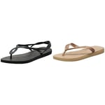 Havaianas Luna Femme, Noir, 41/42 Top Tiras, Tongs Femme, Or/Rose, 41/42