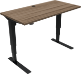 VersaStand, To-bens hæve-/sænkebord, firkantet, mørk natur/sort, H122x120x60 cm, valnød