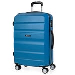 ITACA - Rigid Suitcase Medium Size - ABS Medium Suitcase 65cm Hard Shell Suitcase - Lightweight 20kg Suitcase with Combination Lock - Lightweight and Resistant Travel Medium Size Suitcase, Blue