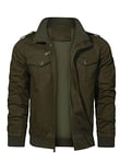 HOOD CREW Men’s Multi Pockets Casual Outwear Military Bomber Jacket stand-up collar Cargo Jacket