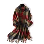 Tartan Echarpe Châle Écharpe À Carreaux pour Femmes Hiver Châles en Cachemire Enveloppes Femme Chaude Gland Pashmina Écharpes Dame Unisexe Cou-A