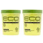 2x ECO Style Professional Styling Gel Olive Oil Max Hold Alcohol Free 32oz