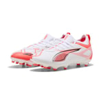 PUMA Ultra 5 Match FG/AG JR Chaussure de Football, White Black-Glowing Red, 34 EU