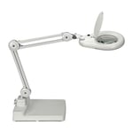 Éclairage à loupe à LED lunette 127 mm (5 po.) pied blanc avec cache tête ronde