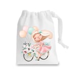 Miammo Vintage illustrated girl style 5 (darling spring easter set) stuff sack, capacity of 0.25 Litres, White