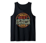 Retro Badge Worlds Best Air Traffic Controller Tank Top