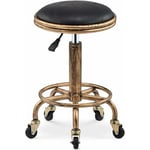 Tabouret Bar Vintage, Tabouret roulettes, 360° Tabouret Bar Pivotant, Tabouret Bar Reglable en Hauteur 50-64cm, Tabouret Coiffure Tabouret Atelier