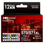 GPC Image 12-Pack PGI 570XL CLI 571XL Ink Cartridges Replacement for Canon 570 571 Compatible with PIXMA MG5700 MG5750 MG5751 MG6850 MG6851 TS5050 TS5051 TS6050 TS6051 (PGBK Black Cyan Magenta Yellow)