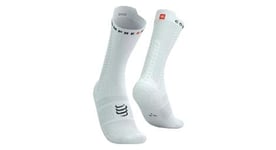 Chaussettes compressport pro racing socks v4 0 bike blanc noir