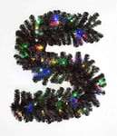 SHATCHI 2m/200cm Pre-Lit Black Christmas Garland Alaskan Pine for Fireplaces Home Wall Door Stair Artificial Xmas Tree Garden Yard Decorations with 50 Multicolour LEDs,SHATCHI