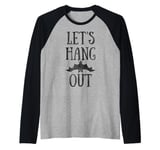 Halloween Let's Hang Out Black Bat Vintage Spooky Logo Manche Raglan