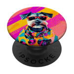 Figurine schnauzer miniature tendance et colorée Pop Art PopSockets PopGrip Adhésif