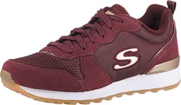 Skechers Women's Og 85 Gold'n Gurl Trainers, Burgundy Suede Nylon Mesh Rose Gold Trim, 4 UK