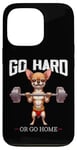 Coque pour iPhone 13 Pro Go Hard Or Go Home Chihuahua Musculation Fitness Gym