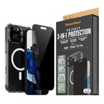 iPhone 16 Pro Max PanzerGlass 3-i-1 Bundle m. EasyAligner - Privacy Skjermbeskyttelse (UWF) / Deksel / Kamerabeskyttelse - Gjennomsiktig / Svart