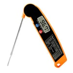 Lychico Digital Meat Thermometer, Foldable Probe, Auto On/Off, Instant Read with °F/°C, Perfect for Grilling BBQ, Kitchen Cooking, Baking, Liquids, Air Fryer, Orange