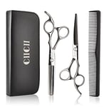 CIICII Hairdressing Scissors Set, Professional Hair Cutting Scissor Barber Kit (Hair Beard Trimming Shaping Grooming Thinning Shears) for Men Women Hairdressers Home Salon Haircut Kit (Silver)