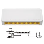 Gigabit Ethernet Switch 8 RJ45 Port Quiet Fanless LAN Network Splitter 100‑240V