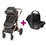 Lorelli Pack Poussette trio Viola 2 en 1 Black Diamond avec sac à langer + coque Aria Lux Noir