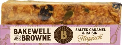 BAKEWELL and BROWNE Caramel and Raisin Flapjack, Ideally Served with Refreshing Milk, Coffee or Tea, Hand Baked in the UK, Vegetarian Friendly, 80 g Box