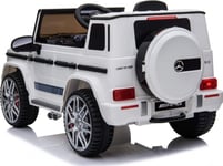 Triton Mercedes Amg G63 För Barn Vit + Fjärrkontroll + Mp3 Led + Långsam Start + Eva + Bälten