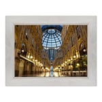 Tableau sur Toile avec Cadre - Milano - Galeria Vittorio Emanuele II - pour lit 1 Place du Domme - 50 x 70 cm - Style Country Blanc Shabby - (Code 1473)