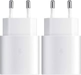 2 Pack 25w Usb C Chargeur Rapide Pour Samsung Galaxy S24 S23 S22 S21 S20 Plus Ultra S24+ S23+/Z Fold 5/4/Z Flip 5/4 5g/Note20/10/A54 A33/Iphone,Ipad,Tablet,Adaptateur De Charge Secteur