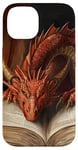 iPhone 14 Aesthetic Gothic Red Dragon Reading Book Painting Bookish Case