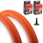 2x Vandorm 20 x 2.00" Drifter BMX Street Orange Tyres w/ Schrader Inner Tubes