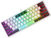 MINI 60% CLAVIER DE JEU, CÂBLÉ USB GAMING KEYBOARD, RÉTROÉCLAIRÉ RGB CLAVIER SEMI-MÉCANIQUE À MEMBRANE PORTABLE COMPACT 62 TOUCHES DOUBLE COLOR KEYCAPS QWERTY POUR PC, MAC, LAPTOP-[CLA170786]