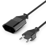 deleyCON 7,5m Rallonge Câble Euro Électrique Type C Fiche Euro Prise vers Type-C Euro Jack TV PC Moniteur Lampes Beamer Appareils Ménagers - Noir