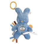 Nattou Doudou d'Activité en Polyester, Lapin en Peluche avec Hochet et Anneau de Dentition, pour Nouveau-nés et Prématurés, env. 37 cm, Végétalien, Tipidou, Bleu