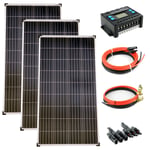 Solaire Set 12V 3x130 Watt Poly Module Charger 30A Câble Installation Autonome