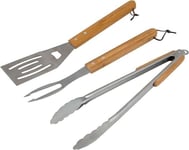 Campingaz Universal Barbecue BBQ Utensil Kit Spatula, Tongs, Fork Bamboo Handle