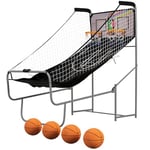 SPORTNOW Double-Shot Basketball Arcade Game, Foldable Indoor Basketball Game with 8 Modes, Electronic Scoreboard, Sound Effects, 4 Basketballs