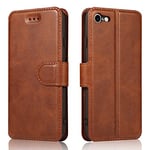 QLTYPRI Case for iPhone 6 iPhone 6S, Premium PU Leather Simple Wallet Case with Card Slots Kickstand Magnetic Closure Shockproof Flip Cover for iPhone 6 iPhone 6S - Brown