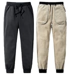 Yutdeng Pantalon de Sport Confortable Homme Sweatpants Chaud Pantalon de Jogging Plus Polaire Pantalon de Survêtement épais Slim Tracksuit Bas avec Poches,Noir,XXL