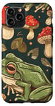 Coque pour iPhone 11 Pro Vert Pop Art rayé mignon Cottagecore Grenouille et champignon