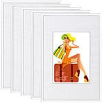 WOLTU Lot de 5 Cadre Photo 21x29,7 cm A4 avec Passe Partout, Cadre et Plaque en Plastique, Cadre Poster pour Décoration Murale ou sur Table, Suspendre Horizontalement ou Verticalement, Blanc