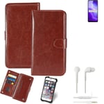 CASE FOR Oppo Reno5 Z 5G BROWN + EARPHONES FAUX LEATHER PROTECTION WALLET BOOK F